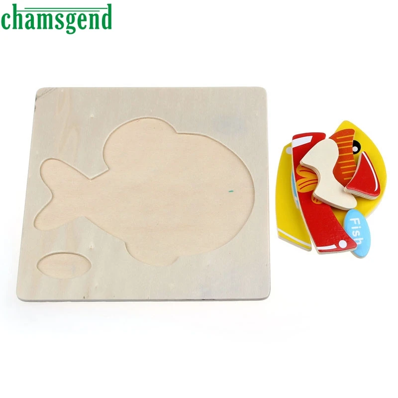 Деревянные пазлы с милой рыбкой развивающая игрушка для детей обучающие игрушки