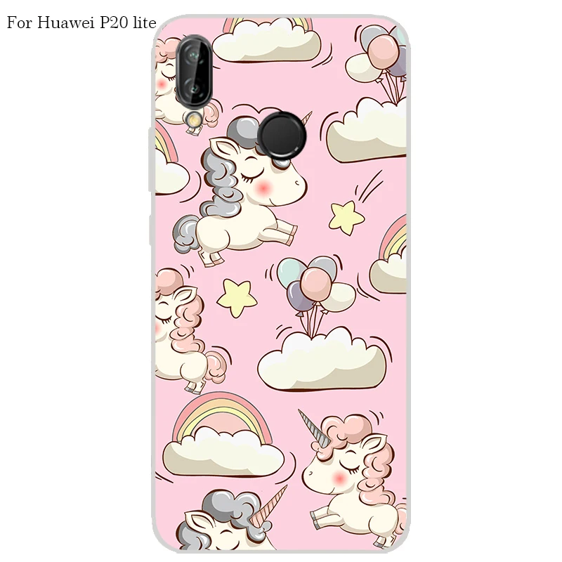 Huawei P20 lite Case Cover TPU For Phone Sweet Floral Cute Cat Soft Fashion 100% |