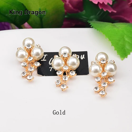 New Arrival Metal Rhinestone Pearl Embellishment Used On Headband Flat Back 10PCS/Lot Silver Or Gold Color KD571