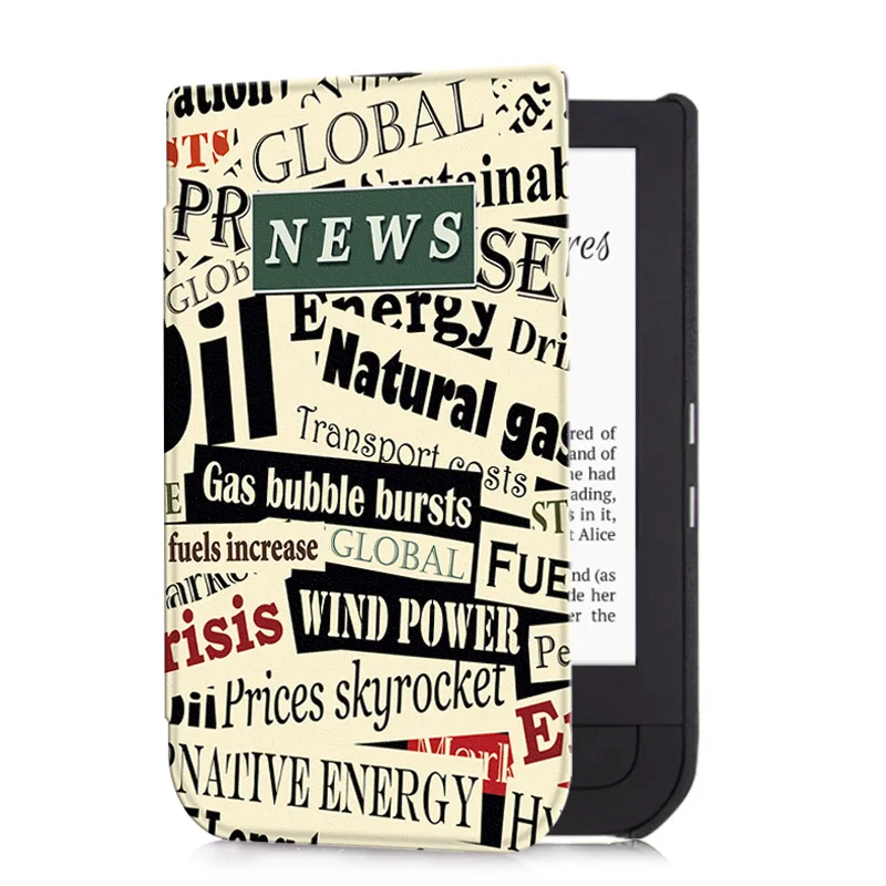 News Aroita Модный чехол с рисунком для Pocketbook 631 Touch HD/Touch HD 2 электронная книга с автоматическим пробуждением/спящим умным чехлом - Цвет: News