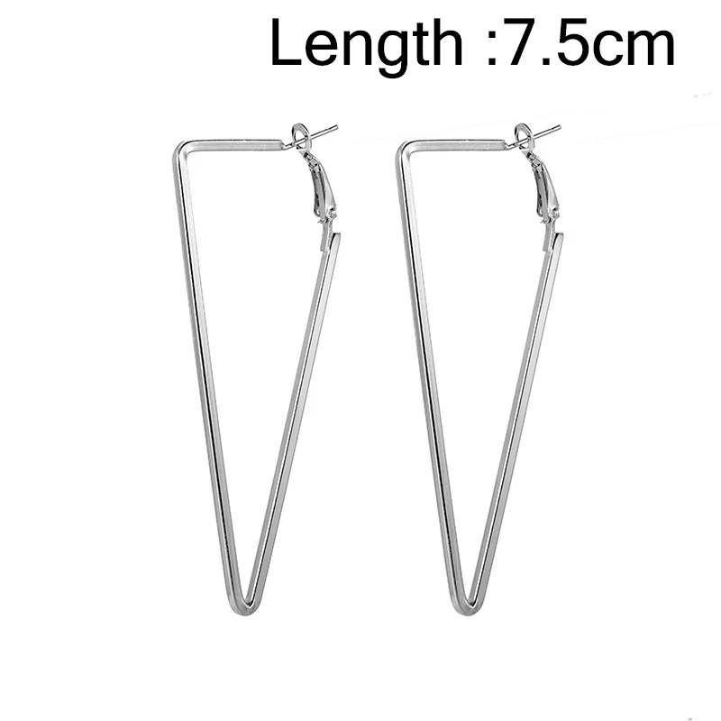Silver 7.5cm Индивидуальные простые металлические треугольные геометрические серьги, винтажные серьги-кольца для женщин, модные ювелирные аксессуары, подарок - Окраска металла: Silver 7.5cm