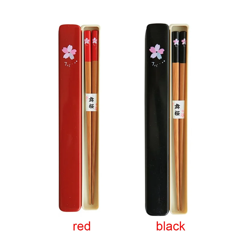 Durable Reusable Environmental Portable Travel Use Cherry Print Tableware Wooden Chopsticks | Дом и сад