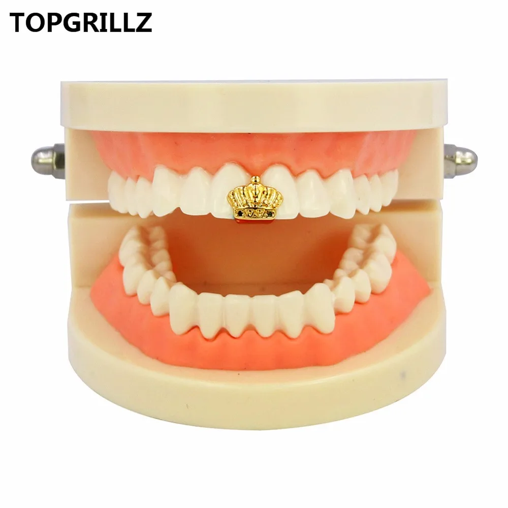 TOPGRILLZ мужские Новые Позолоченные с открытым лицом, Корона скорпиона, однозубные грили, крышка, глянцевая полировка, хип-хоп Bling Grillz
