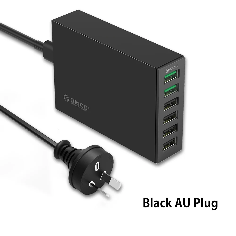 Black AU ORICO QSL-6U, 6 портов, QC2.0, быстрое USB зарядное устройство для мобильного телефона, зарядное устройство для samsung, huawei, LG, Iphone, адаптер EU/US/UK/AU - Тип штекера: Black AU