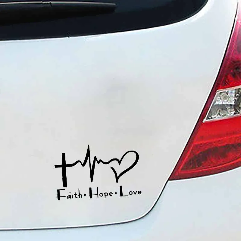 YJZT 17.8CM*11.3CM Faith Hope Love Jesus Vinyl Car Motorbike Creative Sticker Decals Black/Silver C13-000317 | Автомобили и