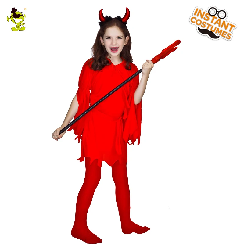 

Girls Beautiful Devil Ghost Costumes Kids Evil Demon Dress Role Play Fancy Dress Halloween Party Costume Cosplay Sets