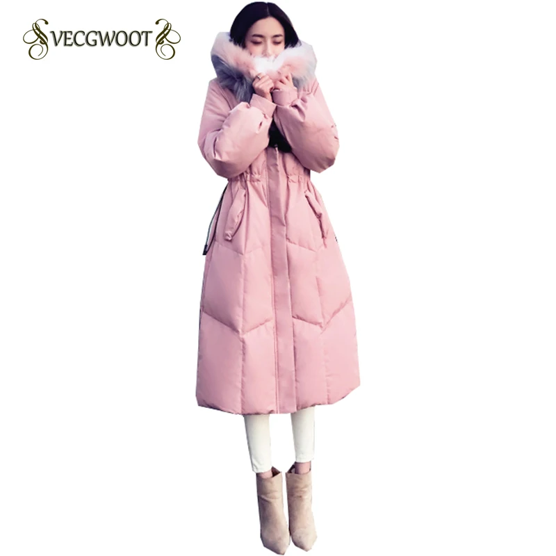 Женский пуховик зима 2020 новый цветной меховой воротник приталенный толстый с