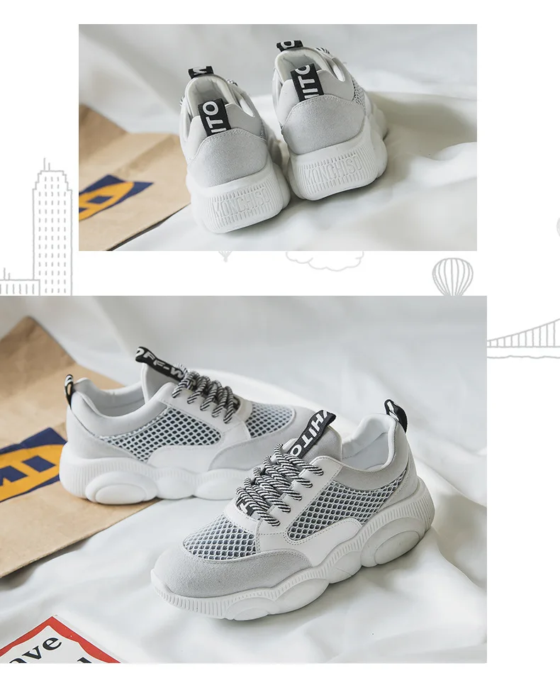 Женская обувь; tenis feminino; сезон весна-лето; Повседневная дышащая обувь на шнуровке; мягкие удобные женские кроссовки на платформе; модная подошва с медведем