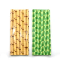 25pcs bamboo pattern paper drinking straw decoration wedding party supplies creative drinking straw