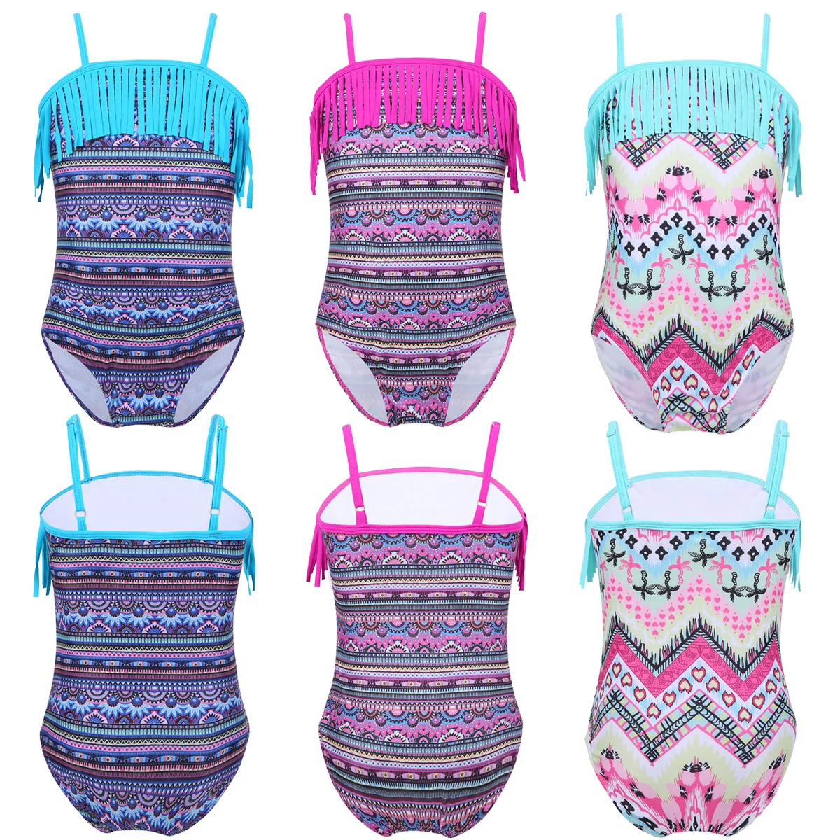 DPOIS/Летняя цельная пляжная одежда для девочек регулируемый купальник на