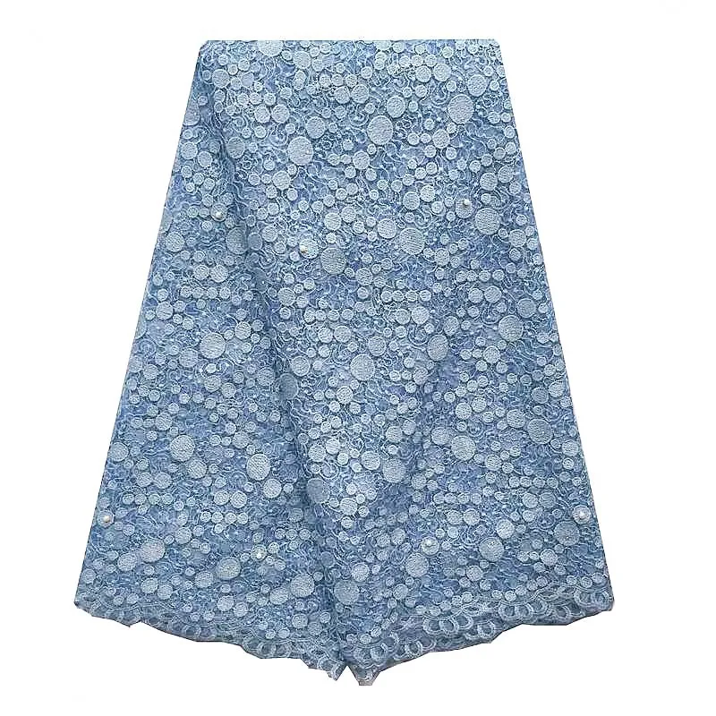 Tiffany blue Aso Ebi нигерийские кружевные ткани высокого качества Золотая серая африканская Ткань кружево бежевый тюль французская сетка кружева с камнями - Цвет: Tiffany blue