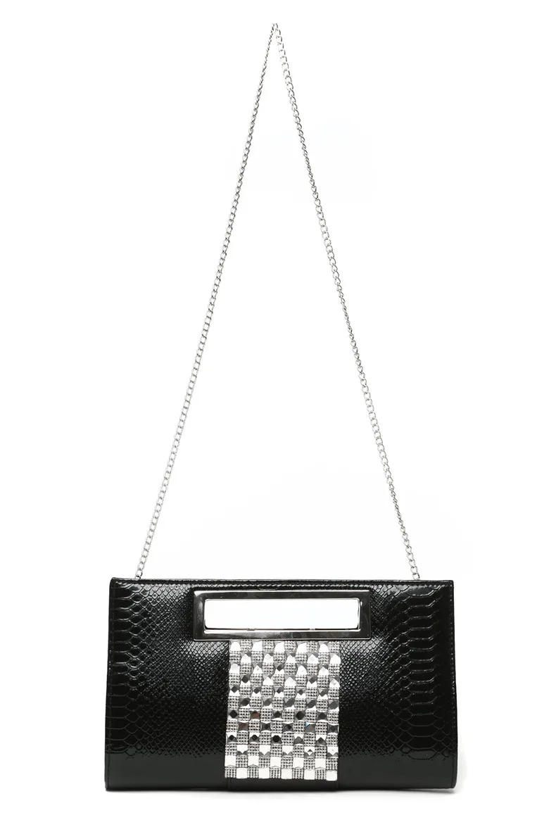 Сумка женская из искусственной кожи аллигатора с бриллиантами для банкета на