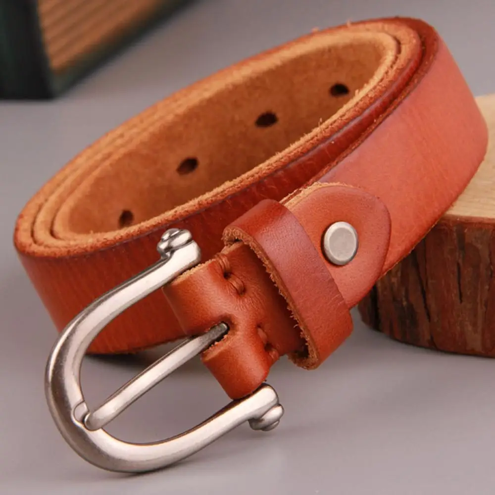 CUKUP Top Quality Smooth Solid Cow Skin Leather Belts for Lady Alloy Pin Buckle Metal Belt Retro Styles Accessories 2.8cm NCK463
