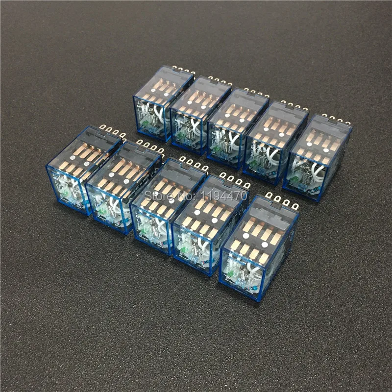 

10pcs MY4NJ DC 12V 24V 110V 220V AC Coil Power Relay General Purpose Mini Relays 14 Pins 4NO 4NC LED Indicator 5A HH54P MY4N-J