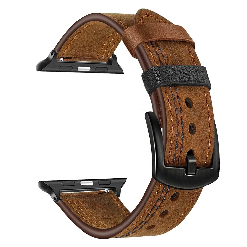 Brown B TRUMiRR двойной цвет натуральная кожа ремешок для iWatch Apple Watch серии 5 4 3 2 1 44 мм 40 мм 42 мм 38 мм ремешок винтажный ремешок - Цвет ремешка: Brown B