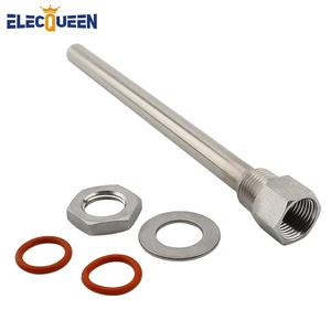 Комплект Thermowell из 9-дюймовой нержавеющей стали, резьба 12 дюйма NPT с фиксирующей гайкой + шайба + уплотнительное кольцо, инструменты для домашнего пивоварения и сантехнических фитингов без сварки