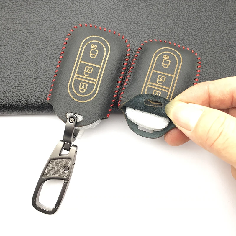 Кожаный чехол с 3 кнопками для Nissan Qashqai Micra Juke X-Trail Navara Note Tiida Pathfinder Holder - купить по