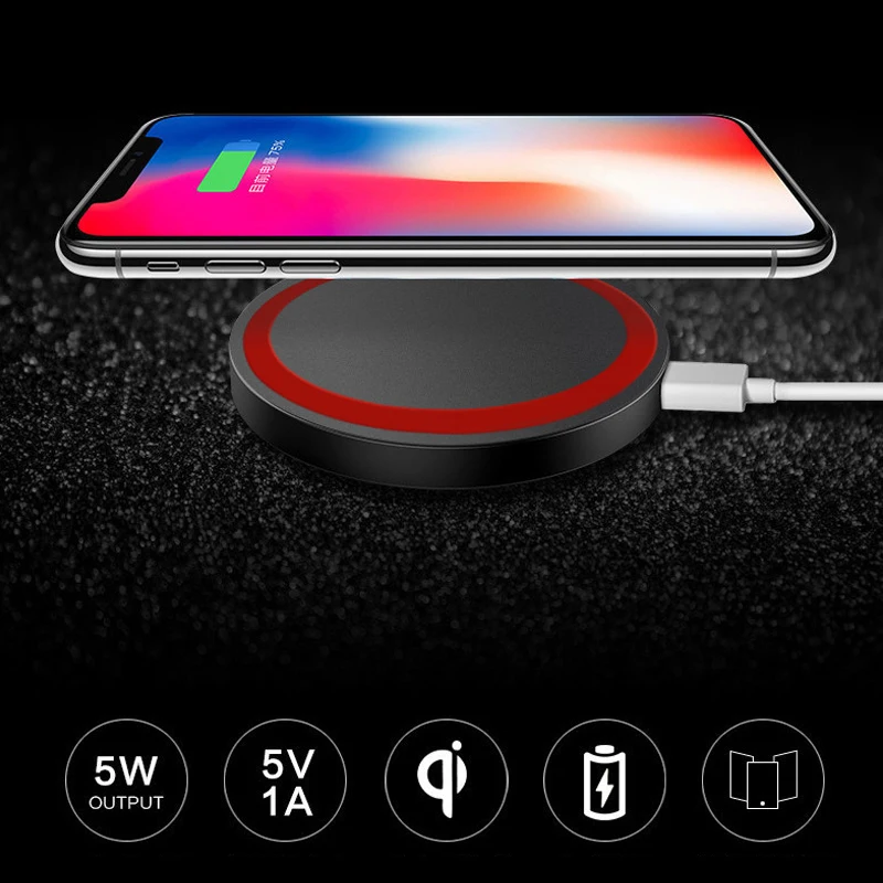 Смартфон Qi Беспроводное зарядное устройство совместимо с iPhone XR/XS/Xs/X/8/8 P Galaxy S9/S9+/S8/S8+/Note 9/8 круглая зарядная подставка
