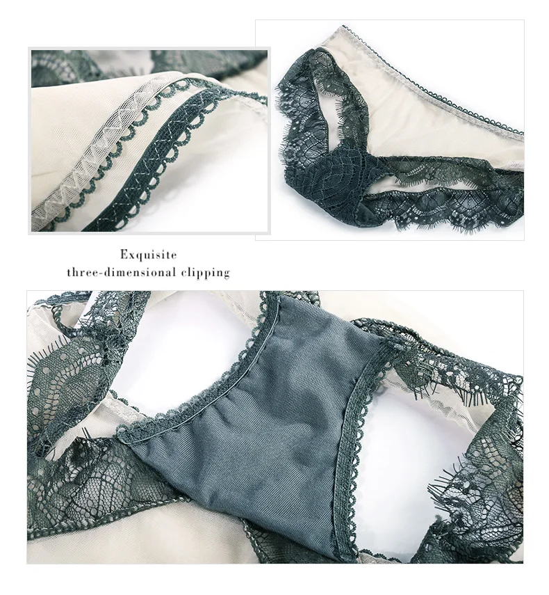 Sexy Lace Comfortable Bra Set Push Up Seamless Women Underwear Wire Free Padded Bralette Deep V Chest Women Lingerie Sets