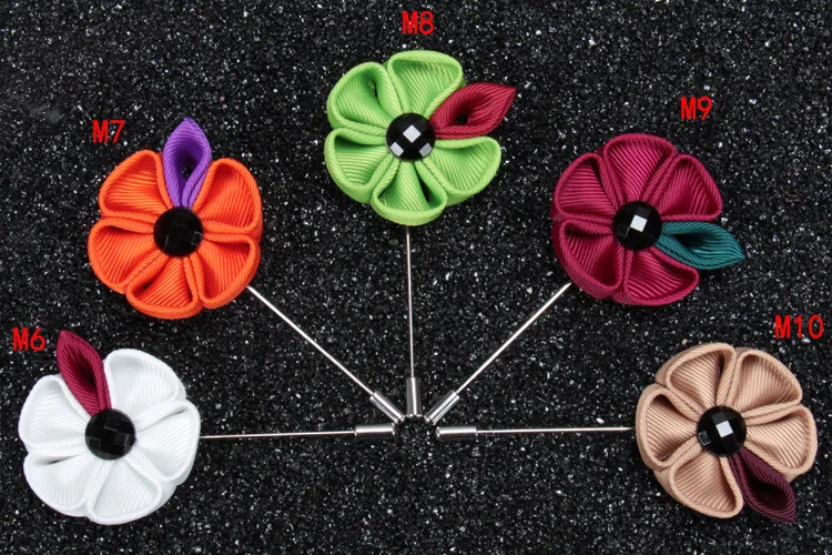 Бесплатная доставка Мужская Цветочная булавка Kanzashi с листьями и черным