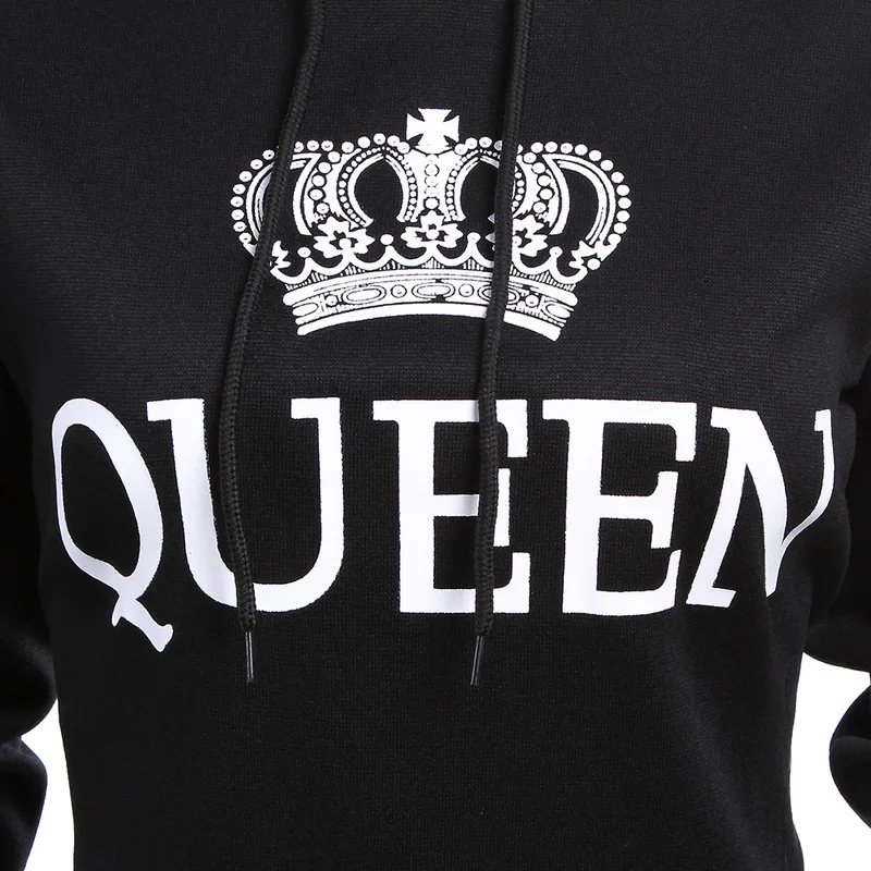 Толстовка с капюшоном KING Queen толстовка унисекс принтом короны для мужчин и женщин