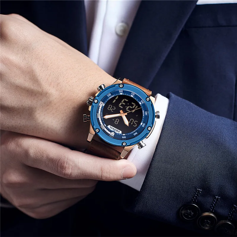 Для мужчин s часы DIESSOL Топ Элитный бренд кварцевые светодиодный цифровой