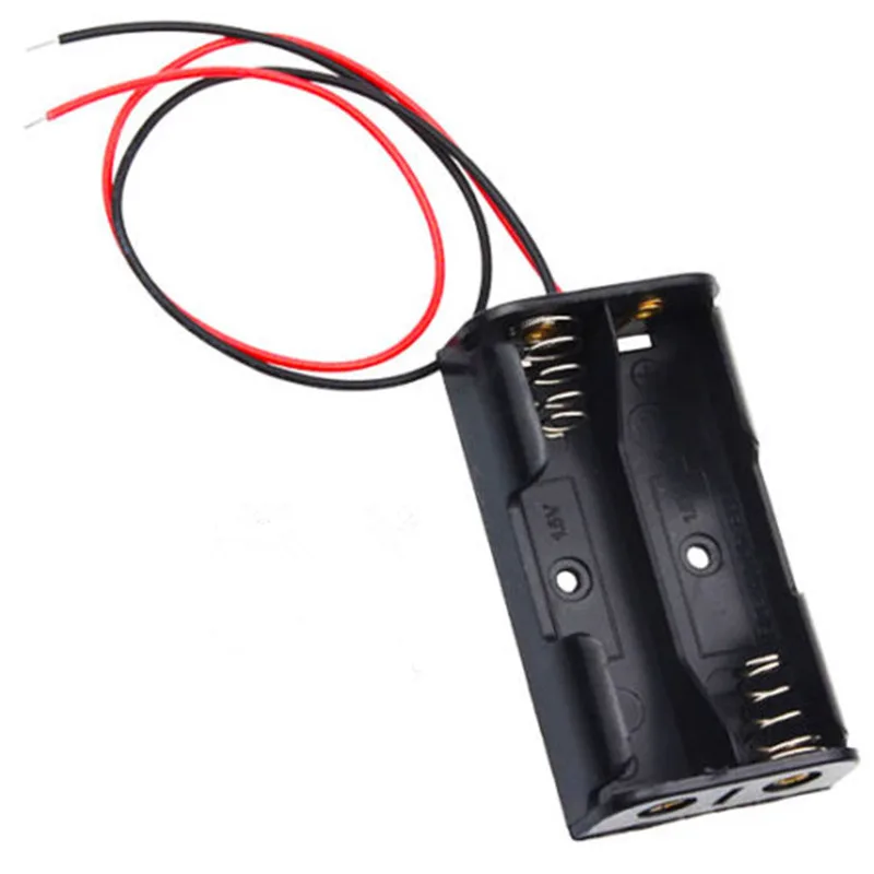 

AA Size Battery Holder Plastic Case Storage Box With Lead Wire for 2 AA 1.5V battery