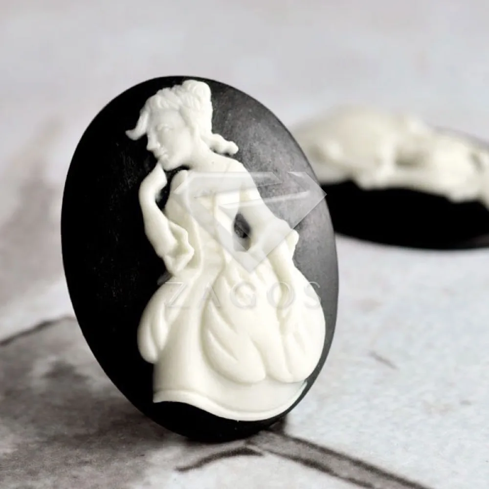 2/4 шт смолы Винтажный стиль овальной моды Леди Плоская задняя Камея Кабошон 40x30x7
