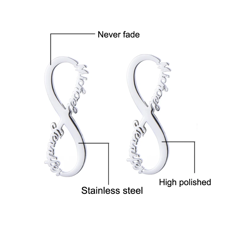 Женские серьги гвоздики Infinite 1 пара сережек гвоздиков с индивидуальным именем и