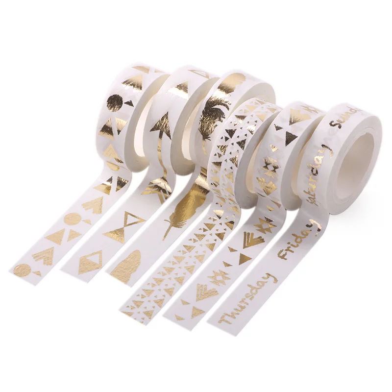 

15mm*10m Gold Foil Washi Tape Japanese Kawaii Scrapbooking Tools Masking Tape Christmas Photo Album DIY Decorative Tapes