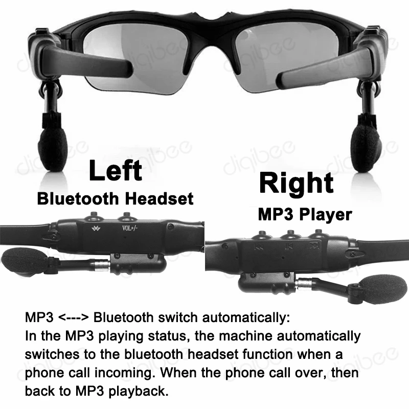 Смарт очки Bluetooth гарнитура наушники поляризационные солнцезащитные 4 Гб MP3 плеер