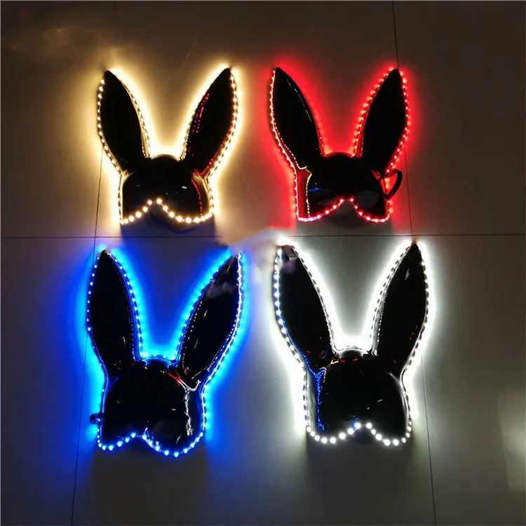 Red light mask Красочная Светодиодная лампа с пультом дистанционного управления перезаряжаемый RGB люминесцентный шлем реквизит для выступлений маска кролика Бар ночной клуб KTV - Цвет: Red light mask