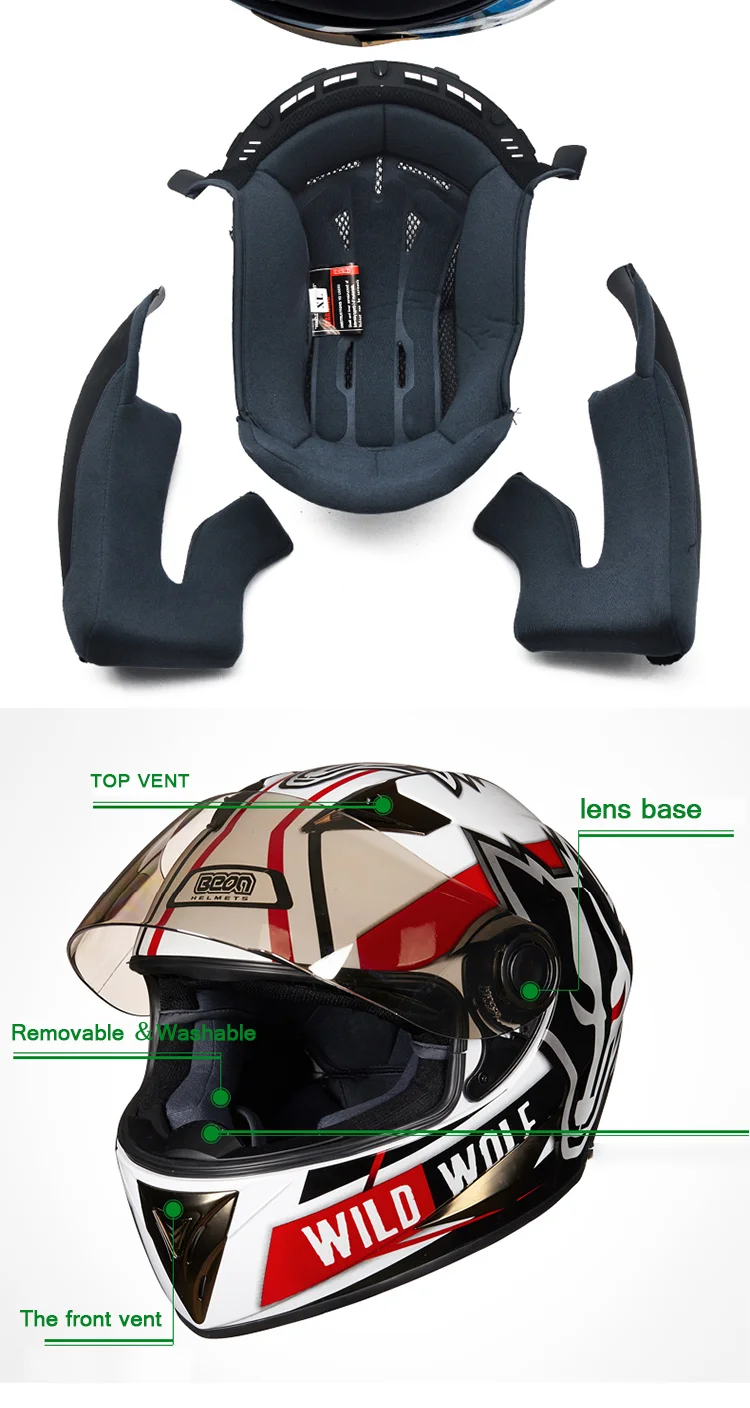 BEON Four Seans Full Face классический мотоцикл Go kart шлем MTB ATV Мотоцикл головной убор casco capacete B500