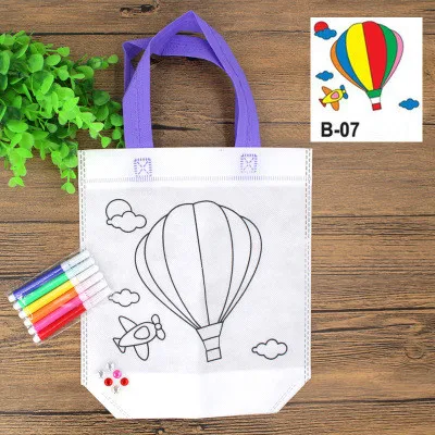 Balloon Сделай Сам Сумочка с граффити детская тканевая картина сумки картина окраска Рисование игрушки Детские Обучающие ремесленные игрушки не-тканые упаковочные мешки - Цвет: Balloon
