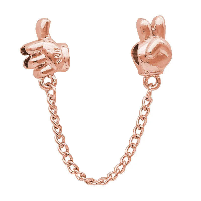 rose gold hand Новинка, модный серебряный, розовый, золотой, Микки, Минни, Бабочка, безопасная цепочка, талисманы, подходят к оригиналу Pandora, браслет из бисера для женщин, Шарм - Цвет: rose gold hand