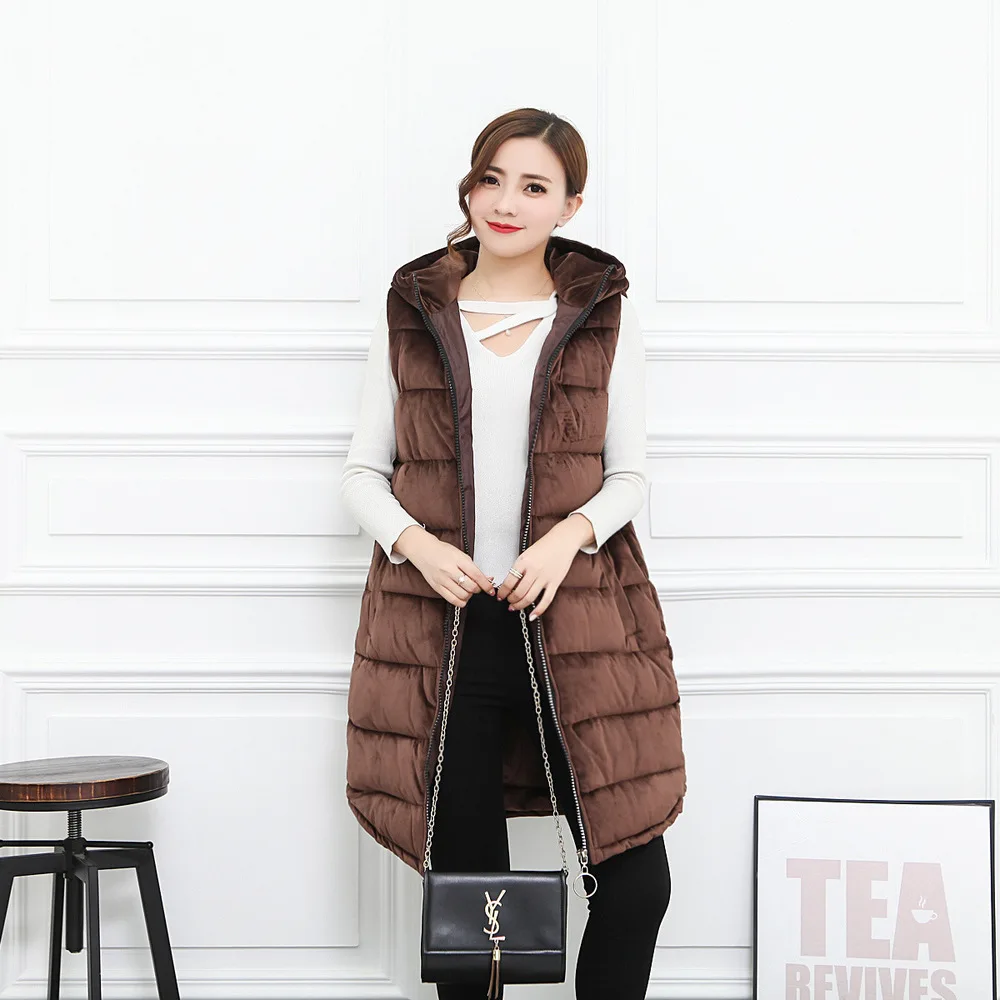Yuxinfeng, утепленная, 4XL, бархатная парка, жилет, Женская длинная куртка-жилет с капюшоном, на молнии, женские жилеты для дам, большой размер, зимняя верхняя одежда