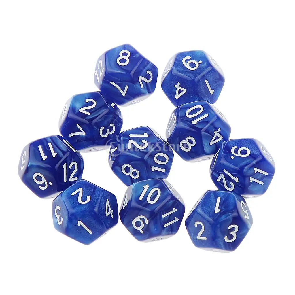 MagiDeal 10 шт многогранные игральные кости D6 D10 D12 игральные кости D& D RPG Вечерние игры Кубики цифровые настольные игры Кубики
