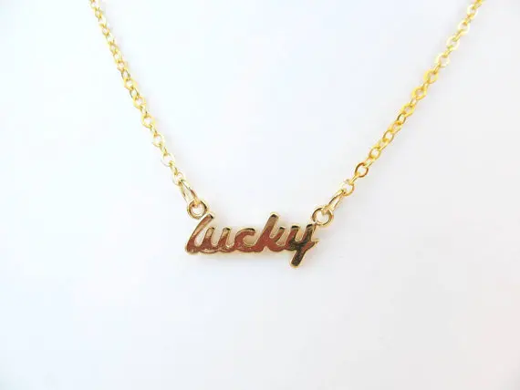 

30PCS Simple Stamped Lucky Letter Word Necklace Tiny Cute Good Lucky Alphabet Character Necklaces for Friends Festival Gifts