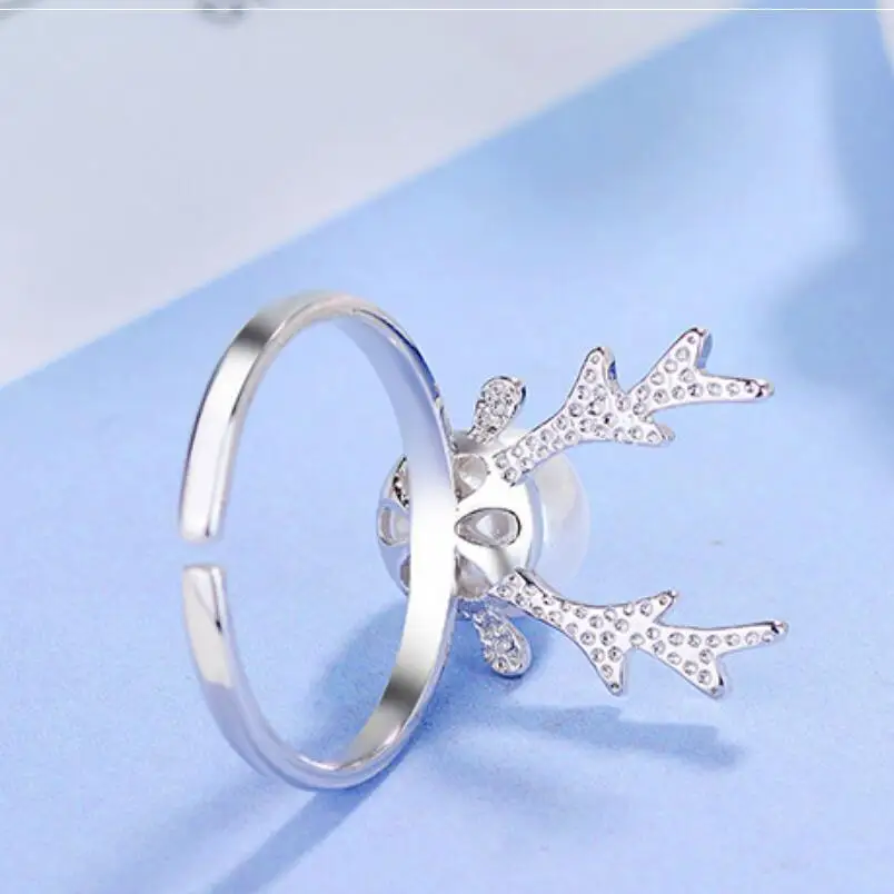New Hot Geometry Pearl Deer Elk Rings For Women Christmas Jewelry Statement Party Engagement Wedding SAR8 | Украшения и