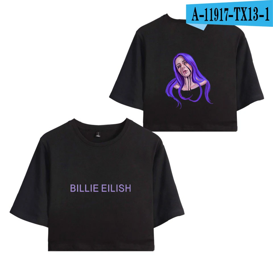 Pride Billie Eilish модный топ с принтом, популярные повседневные летние женские футболки с коротким рукавом и круглым вырезом - Цвет: black