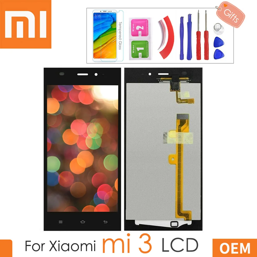 5 0 ''оригинальный черный ЖК дисплей для XIAOMI Mi3 сенсорный экран Xiaomi Mi 3 Замена с