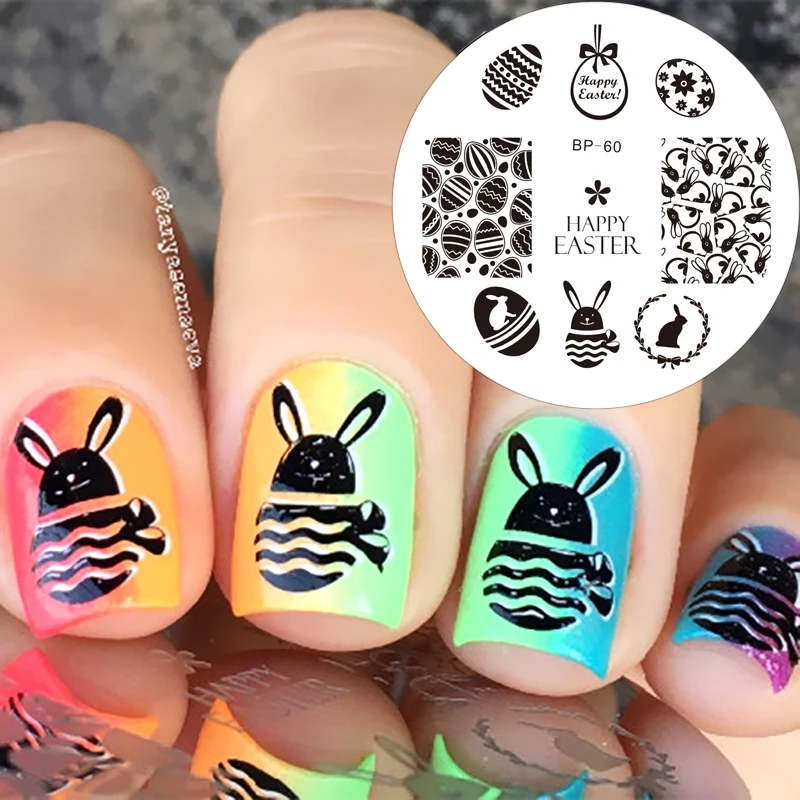 BORN PRETTY штамп для ногтей шаблоны счастливый Пасхальный кролик яйцо День Святого Валентина шаблон дизайн ногтей изображения штамповки пластины украшения ногтей