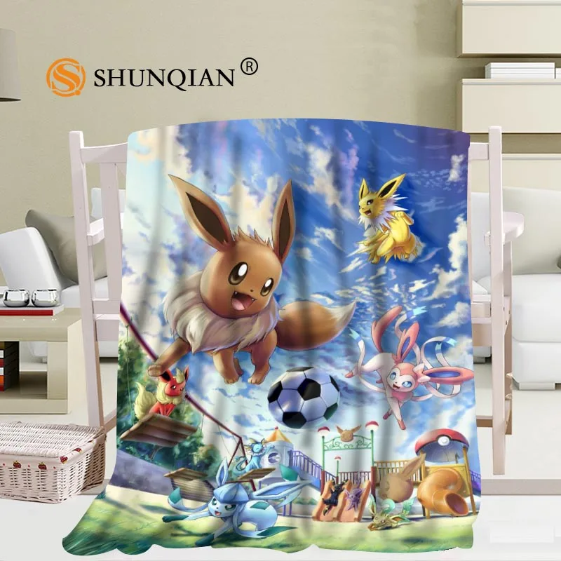 Пользовательские Eevee(Покемон) одеяла из фланелевой ткани 56x80 дюймов 50X60 дюймов 40X50 дюймов диван кровать плед ребенок взрослый теплое одеяло