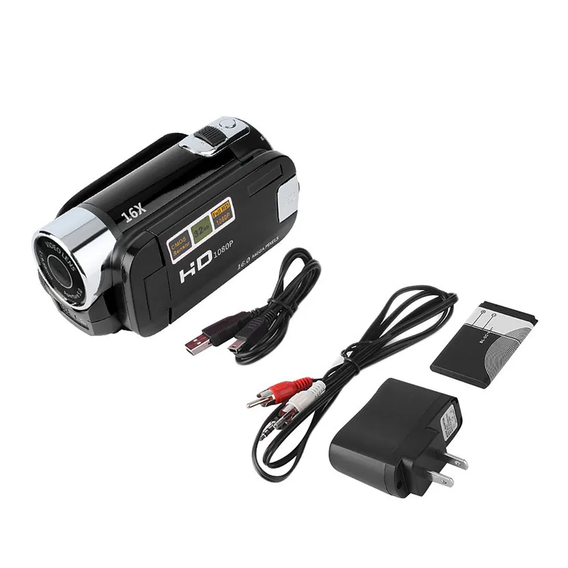 Black US Plug Мини Портативная 2,7 дюймовая цифровая видеокамера с TFT ЖК-экраном Full HD 720P 16x Zoom DV camera COMS Video Recoding - Цвет: Black US Plug