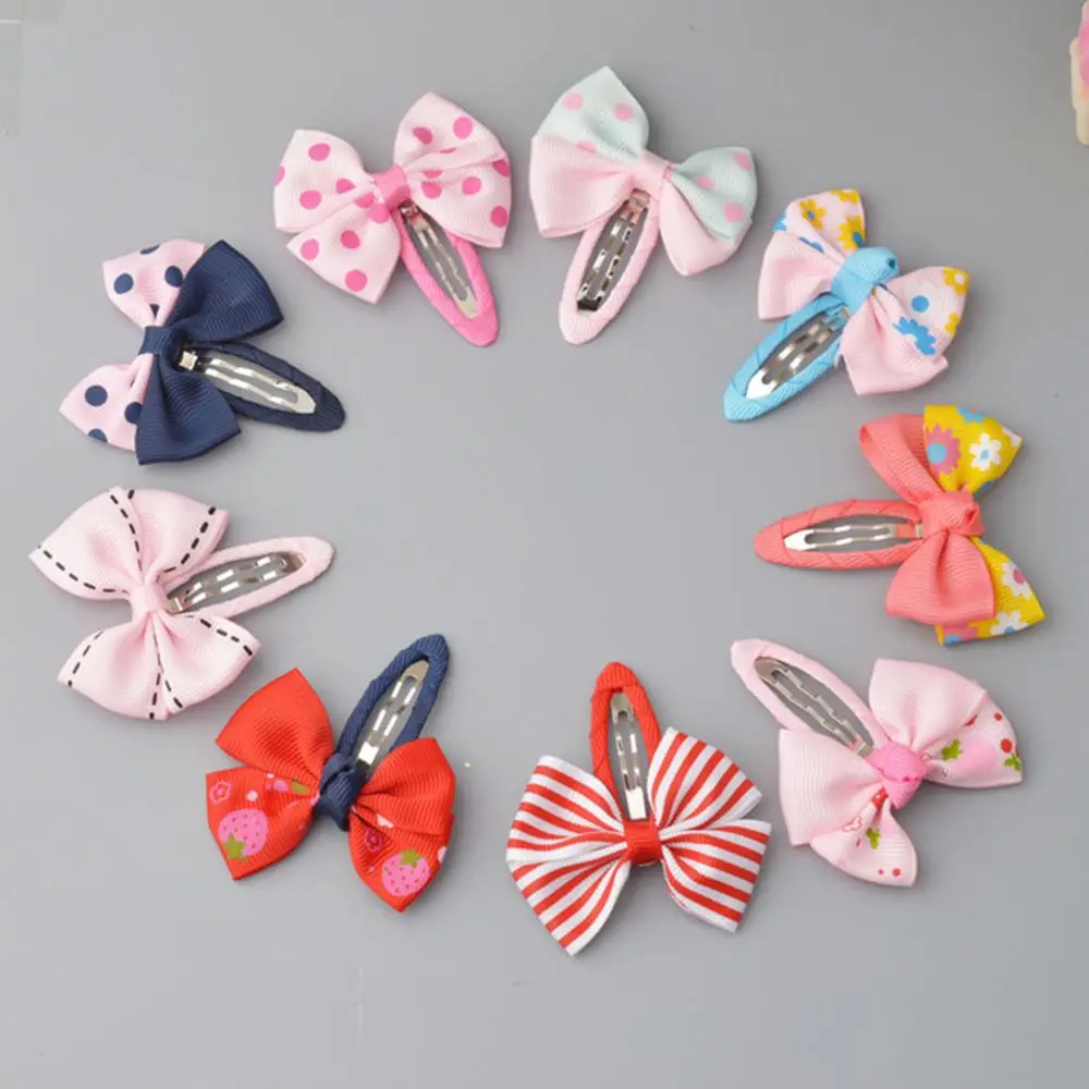 

2 pieces Girl Boutique Hair Bows Barrettes Clips For Kids Toddlers Girls Printing Bow Hairgrips Barrettes Kids Hair Accessories