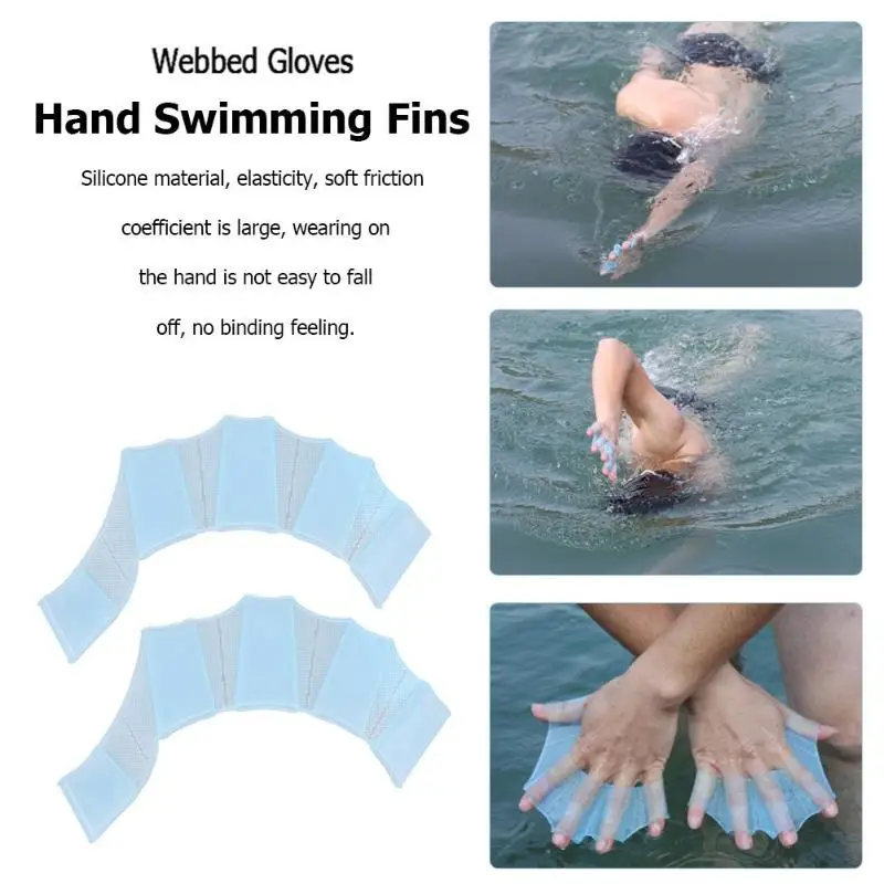 2Pcs Silicone Swim Gear Fins Hand Webbed Flippers Training Diving Gloves Web for Women Men Kids Surfing Water | Спорт и развлечения