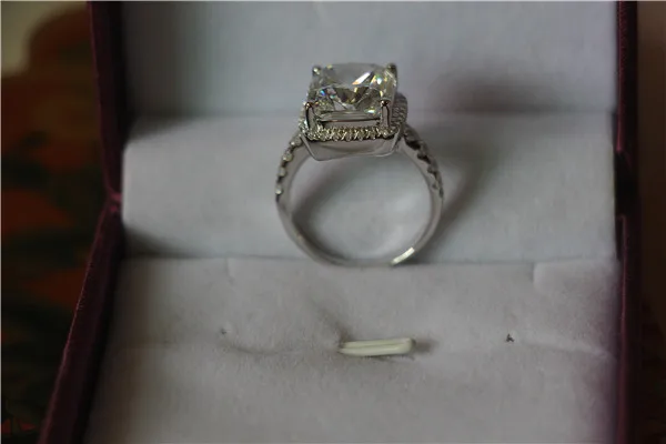 Искрящееся 5Ct АЛМАЗНОЕ КОЛЬЦО с алмазной огранкой, 925 пробы Серебряное кольцо, покрытие из белого золота