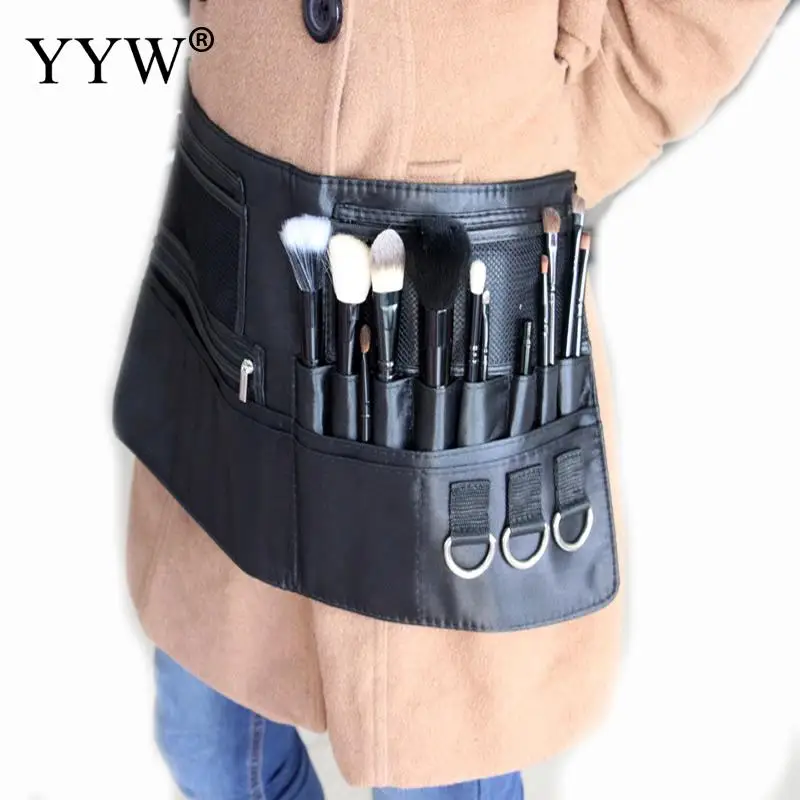 

Professional Makeup Brush Apron with Artist Belt Strap PU Leather Make Up Brush Bag Holder Professional Cosmetic Bags Case Black