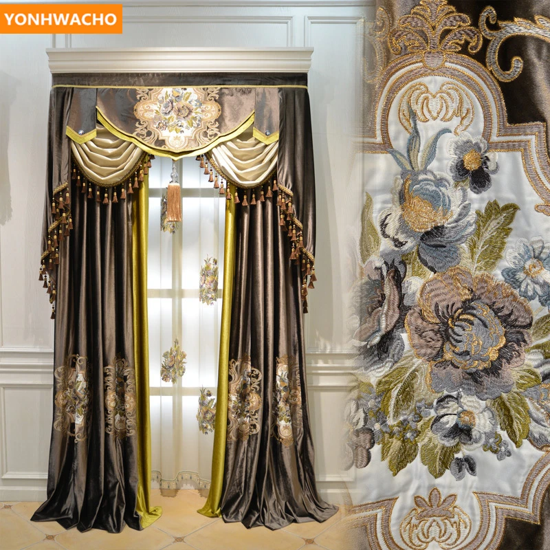 Занавески на заказ итальянские бархатные аккуратные с вышивкой толстые