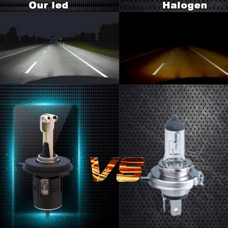 2 PCS H4 Hi/Lo Bullet B6S LED Headlight Slim Conversion Kit 60W 8400LM CSP Y19 Chip All-in-one Pure White 6000K Car Driving Bulb |